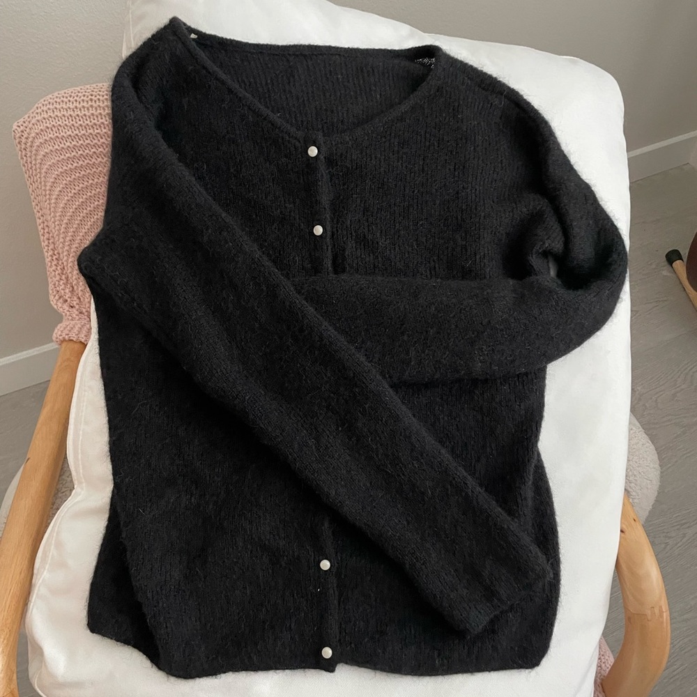 Sezane Cardigan, Black, XXS